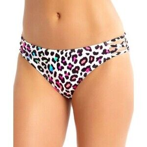 NWT California Waves Juniors Animal Print Hipster Bikini Bottom XS Strappy Side